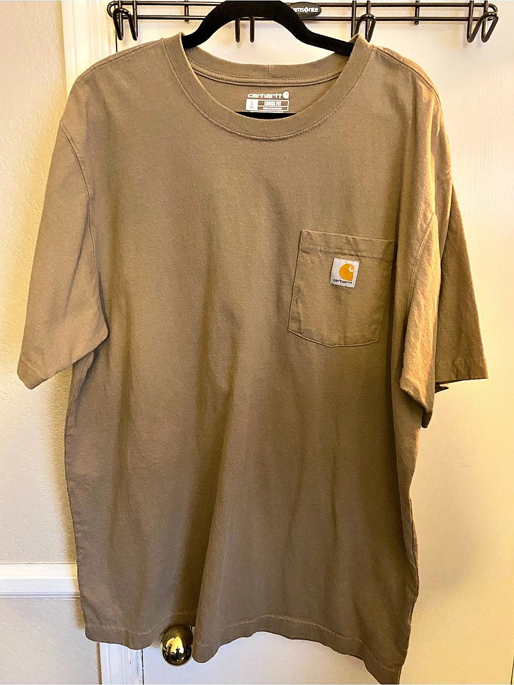 Carhartt Tan Khaki Heavyweight Short Sleeve Pocket T-Shirt Loose Fit L Tall